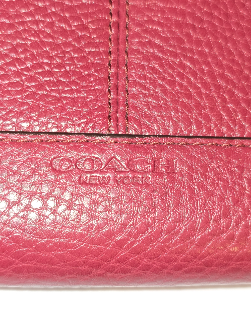 Coach Pebbled Leather Zip Wallet - Raspberry - Picture 11 of 13